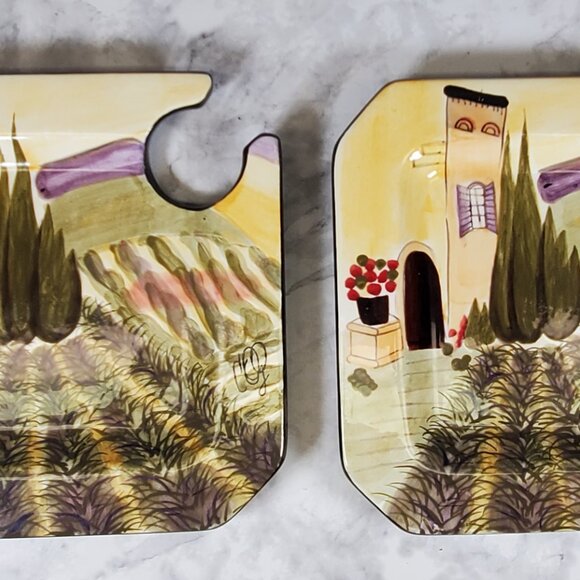 Set of 2 Carrie Olsen Garrard "Villa Provence" Ceramic Wine Plates - Handcrafted - Picture 6 of 8